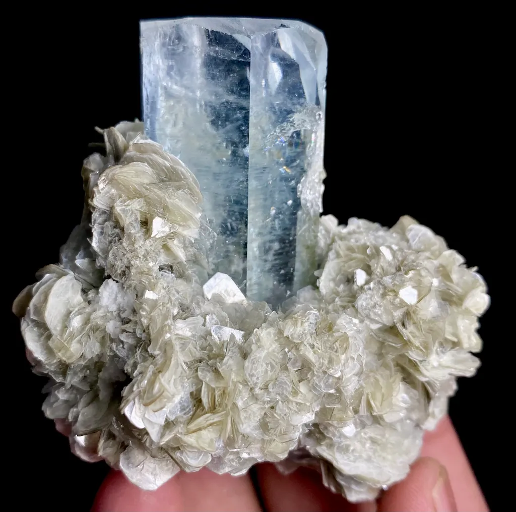 114 Gram Unique Piece Aquamarine With Muscovite Crystal Specimen from Pakistan image
