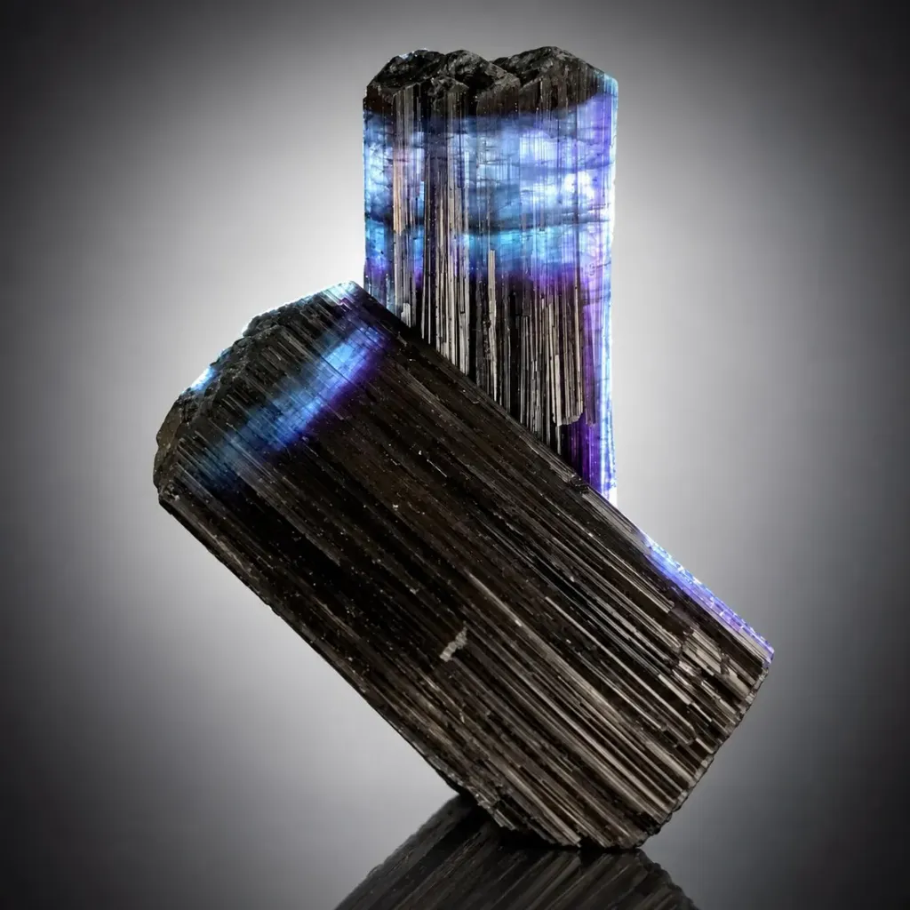 Twinned Blue Purple Violet Backlit Tourmaline from Afghanistan