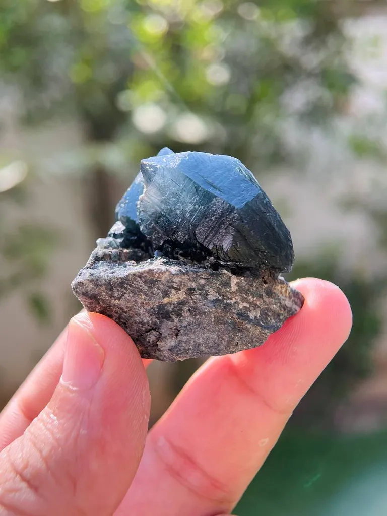 52 Gram Rare Terminated Riebeckite Inclusion Inside Blue Quartz On Mother Rock From Pakistan - image 2