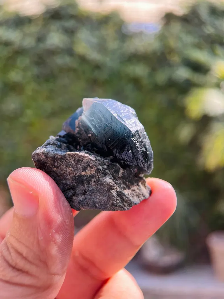 52 Gram Rare Terminated Riebeckite Inclusion Inside Blue Quartz On Mother Rock From Pakistan - image 9