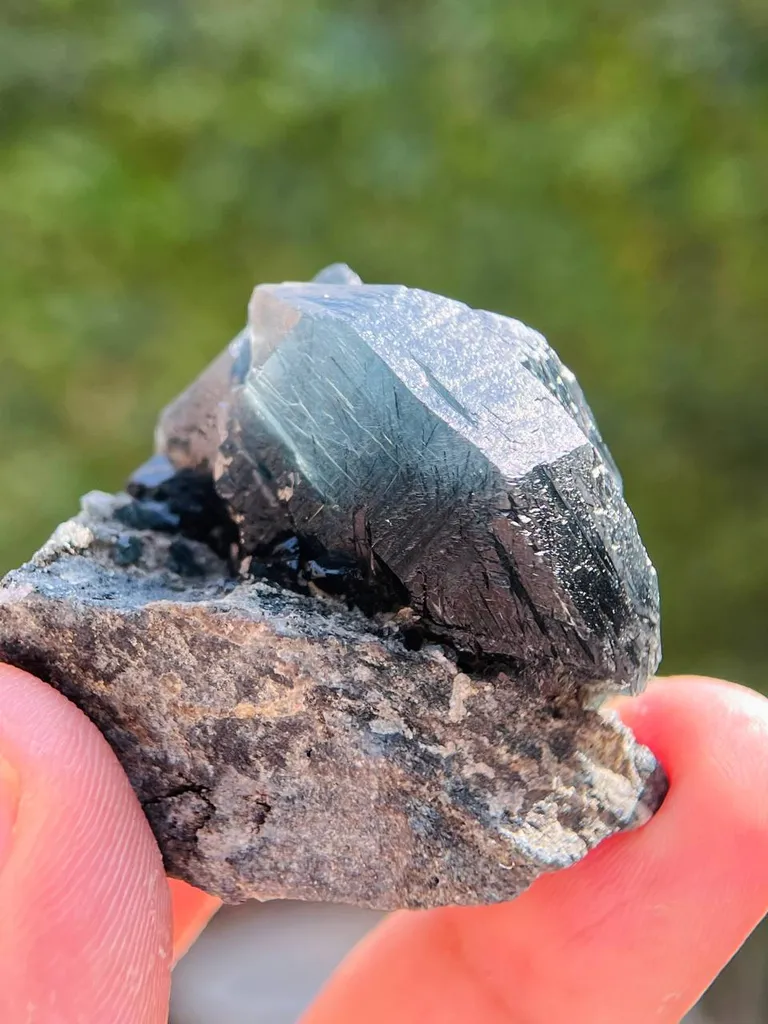 52 Gram Rare Terminated Riebeckite Inclusion Inside Blue Quartz On Mother Rock From Pakistan - image 5