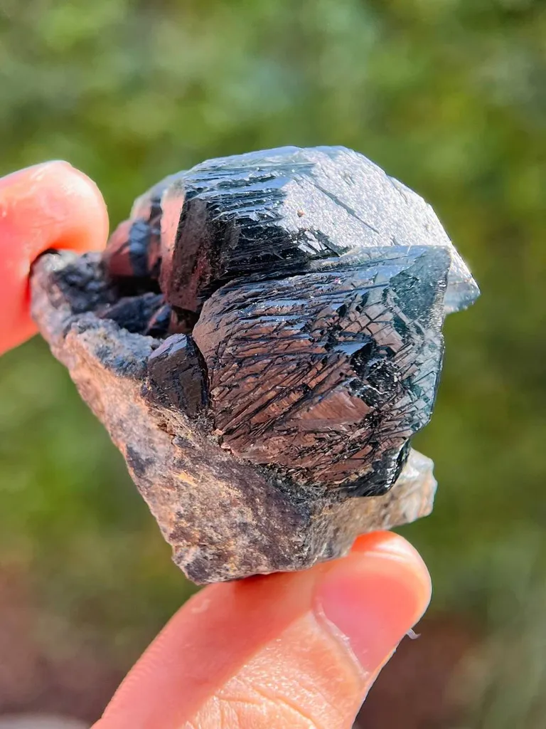 52 Gram Rare Terminated Riebeckite Inclusion Inside Blue Quartz On Mother Rock From Pakistan - image 3