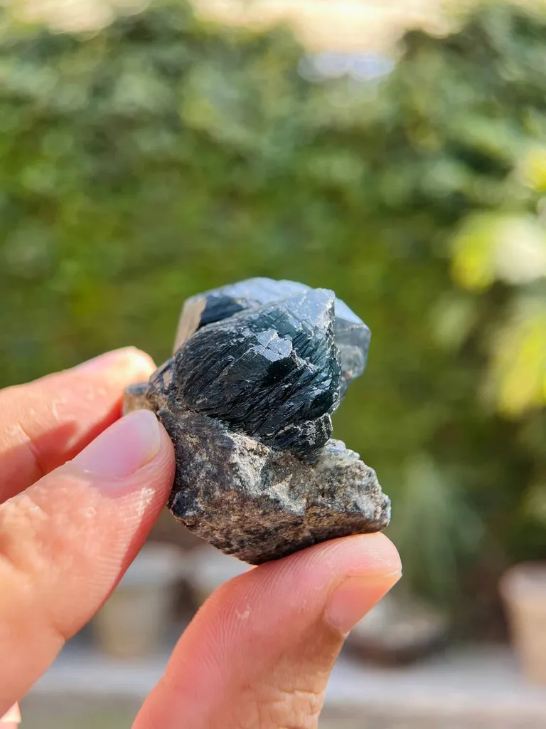52 Gram Rare Terminated Riebeckite Inclusion Inside Blue Quartz On Mother Rock From Pakistan - image 10