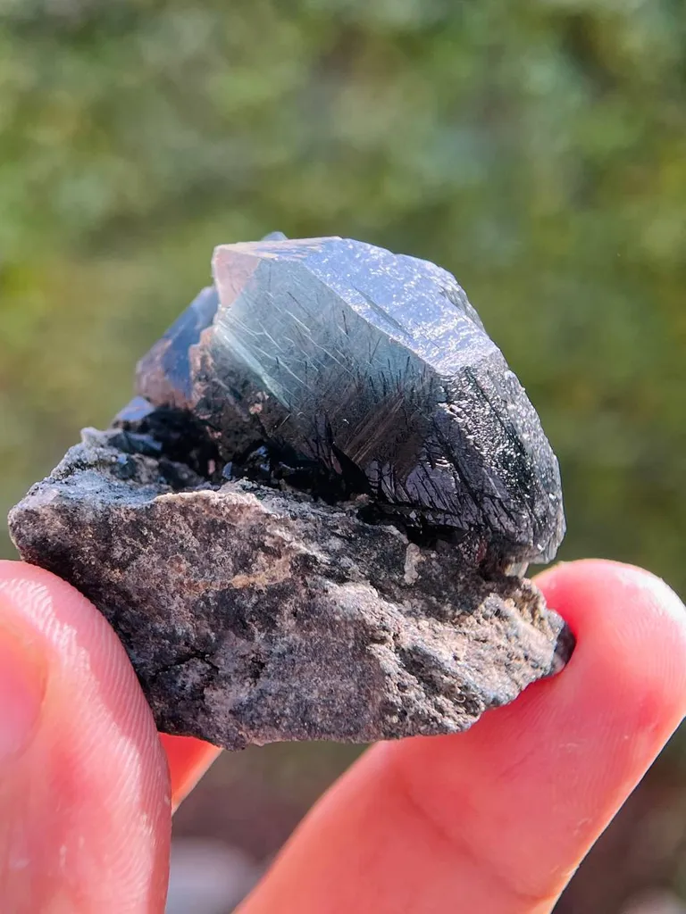 52 Gram Rare Terminated Riebeckite Inclusion Inside Blue Quartz On Mother Rock From Pakistan - image 6
