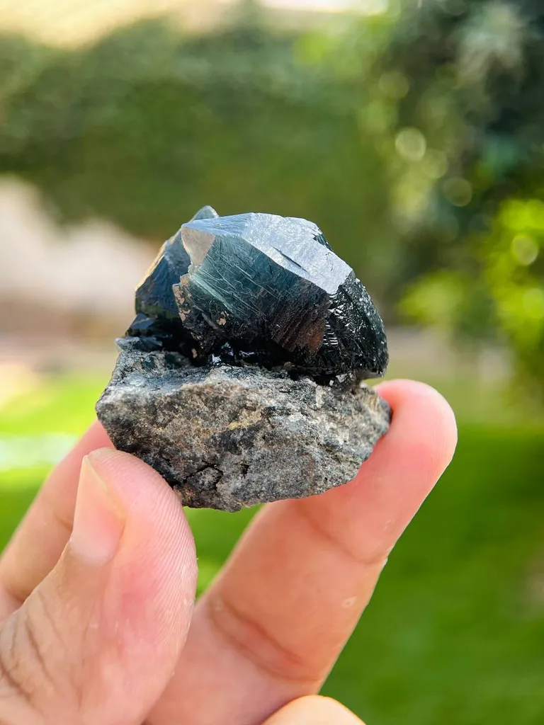 52 Gram Rare Terminated Riebeckite Inclusion Inside Blue Quartz On Mother Rock From Pakistan image