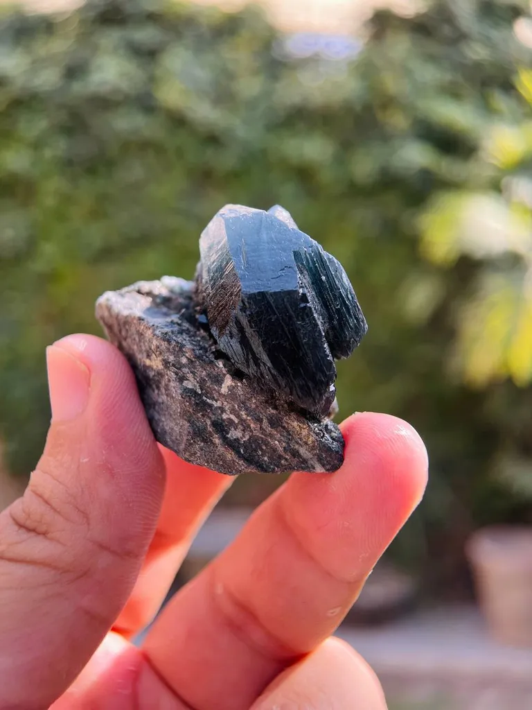 52 Gram Rare Terminated Riebeckite Inclusion Inside Blue Quartz On Mother Rock From Pakistan - image 8