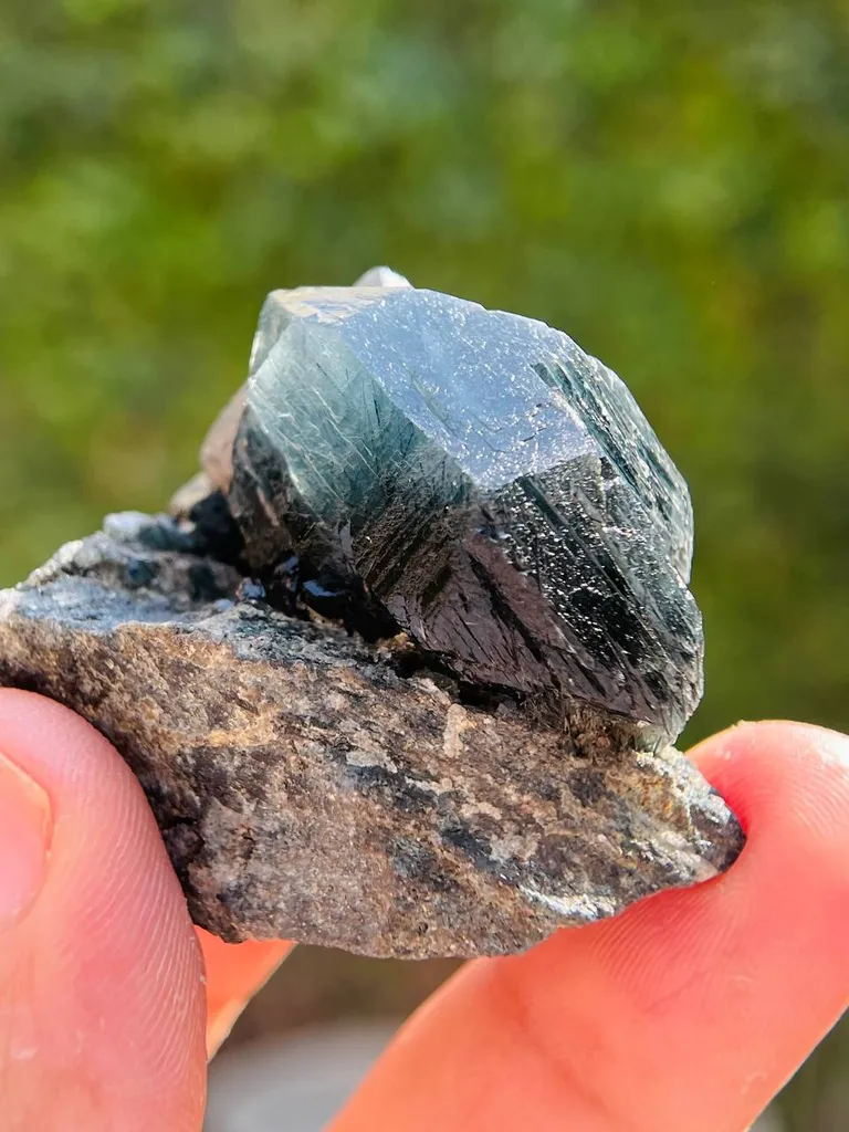 52 Gram Rare Terminated Riebeckite Inclusion Inside Blue Quartz On Mother Rock From Pakistan - image 4