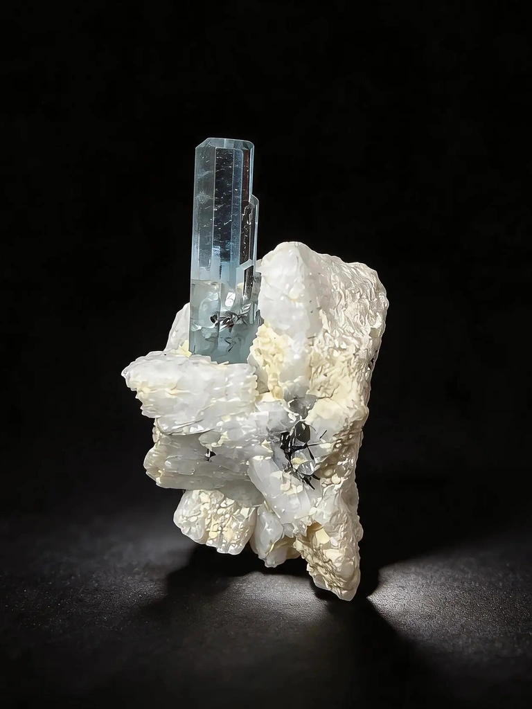 Aquamarine Natural Crystal on Feldspar Matrix From Pakistan