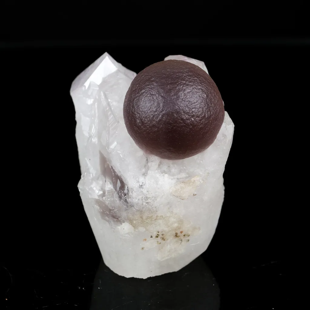 Rare Dark Purple Botryoidal Fluorite Sphere on Quartz Matrix - Fine Collector Specimen from Madhya Pradesh