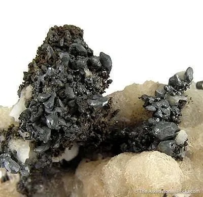 Acanthite Ps. After Argentite on Calcite - image 2