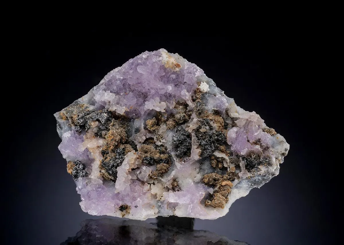 Acanthite with Amethyst - image 1