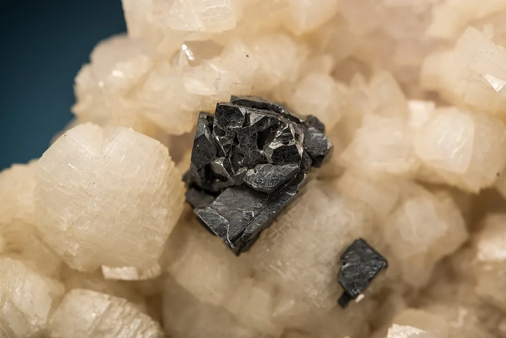 Acanthite with Dolomite on Quartz - image 2