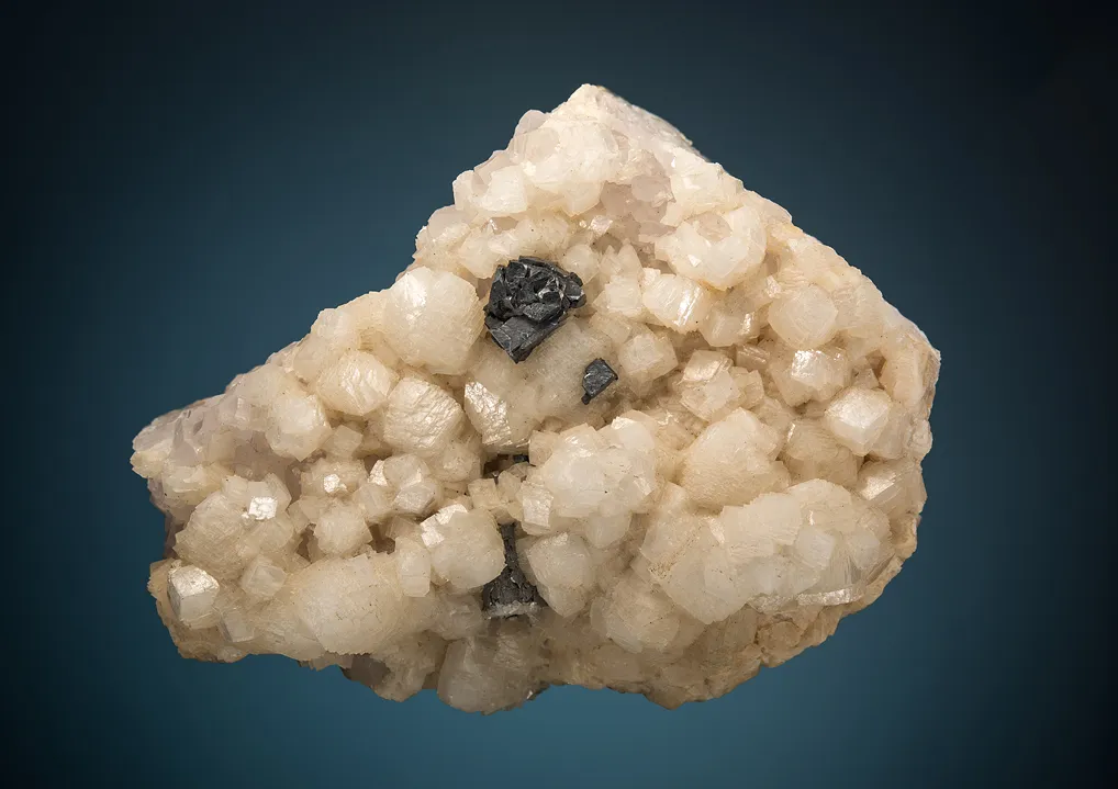 Acanthite with Dolomite on Quartz image