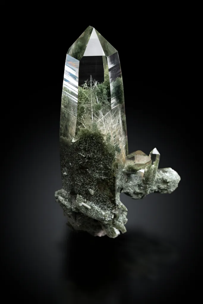 Actinolite included Quartz image
