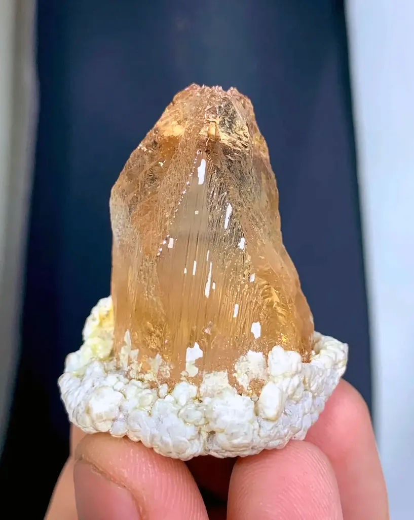 Aesthetic Golden Etched Topaz crystal on matrix mineral specimen FROM pAKISTAN - image 3