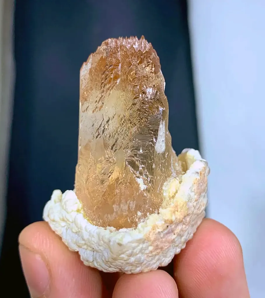 Aesthetic Golden Etched Topaz crystal on matrix mineral specimen FROM pAKISTAN - image 4