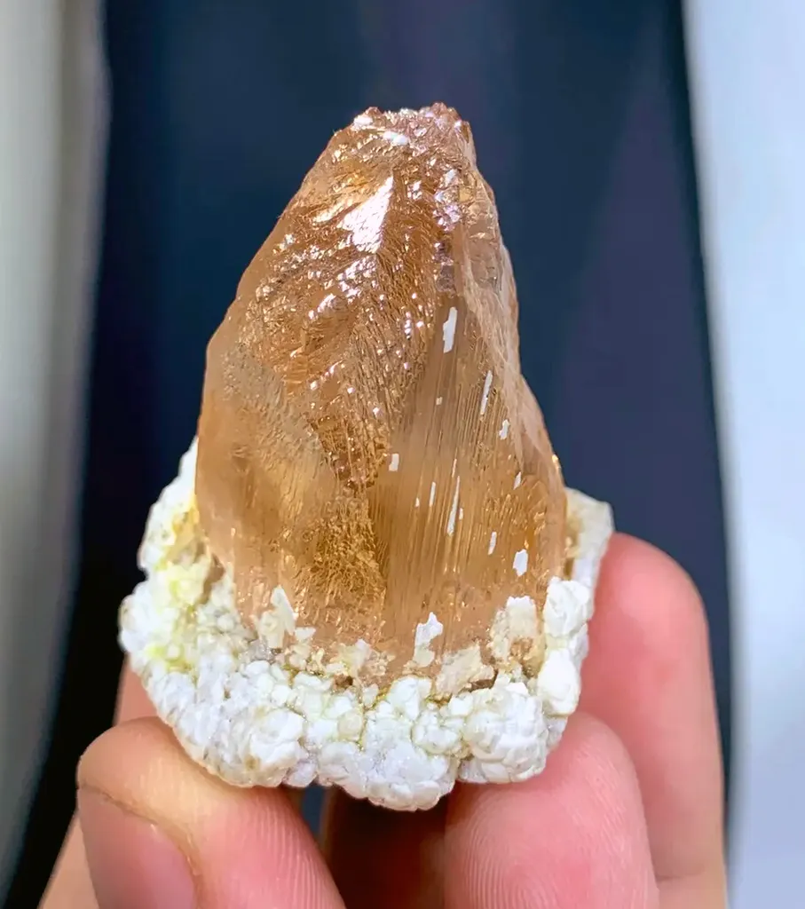 Aesthetic Golden Etched Topaz crystal on matrix mineral specimen FROM pAKISTAN image