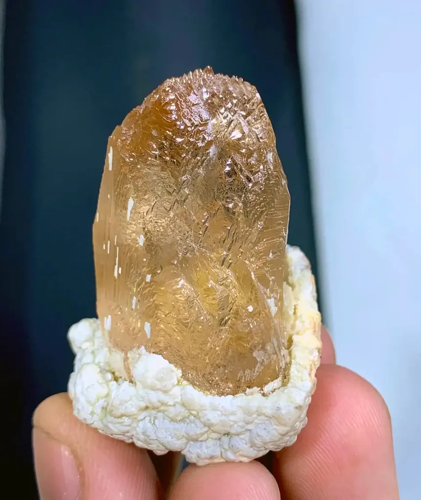 Aesthetic Golden Etched Topaz crystal on matrix mineral specimen FROM pAKISTAN - image 6