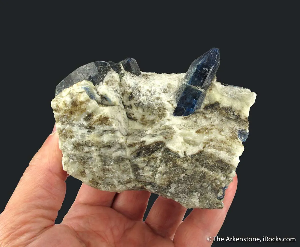 Afghanite (TL) (fl) on Calcite (fl) - image 6