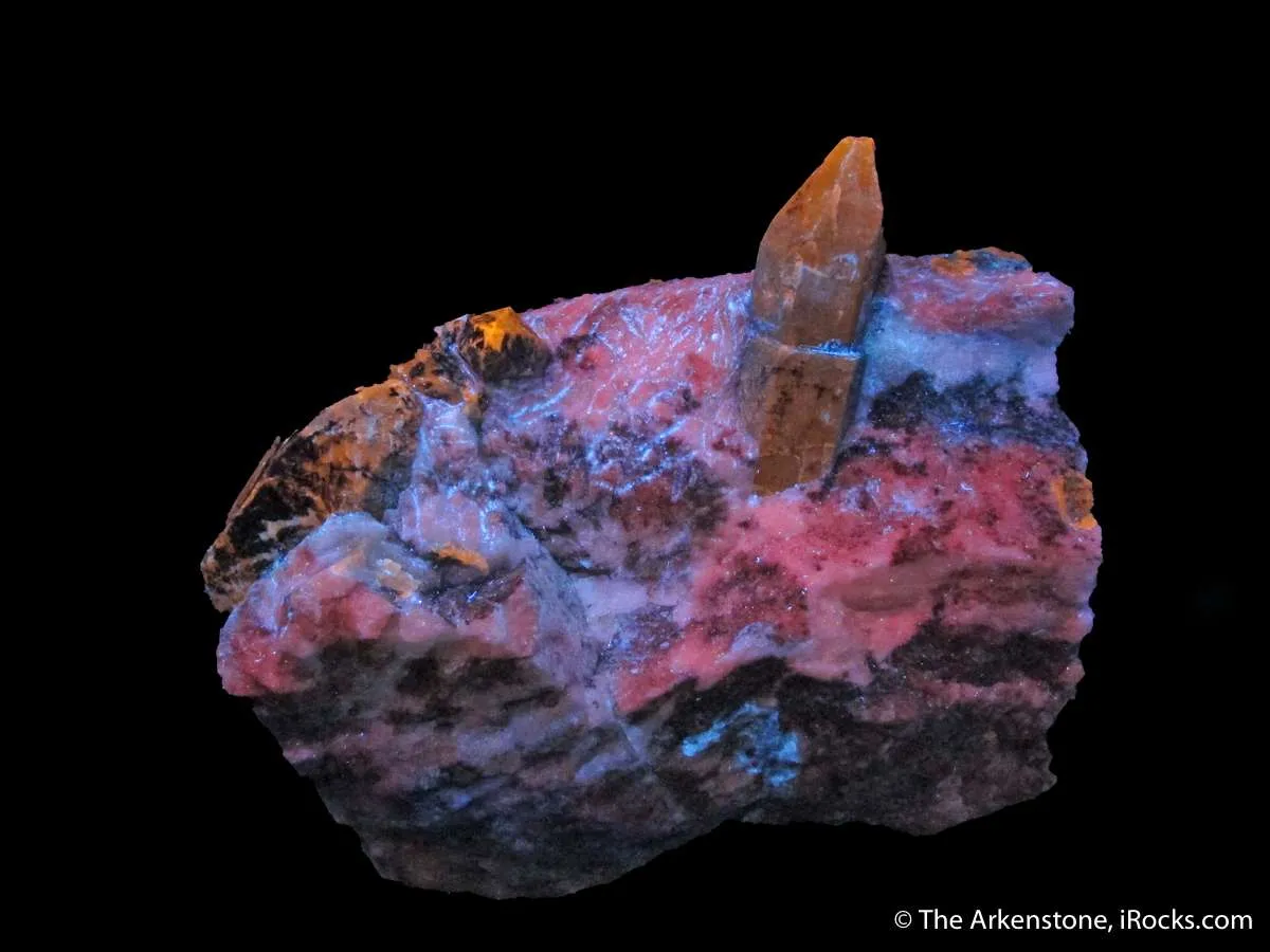 Afghanite (TL) (fl) on Calcite (fl) - image 8