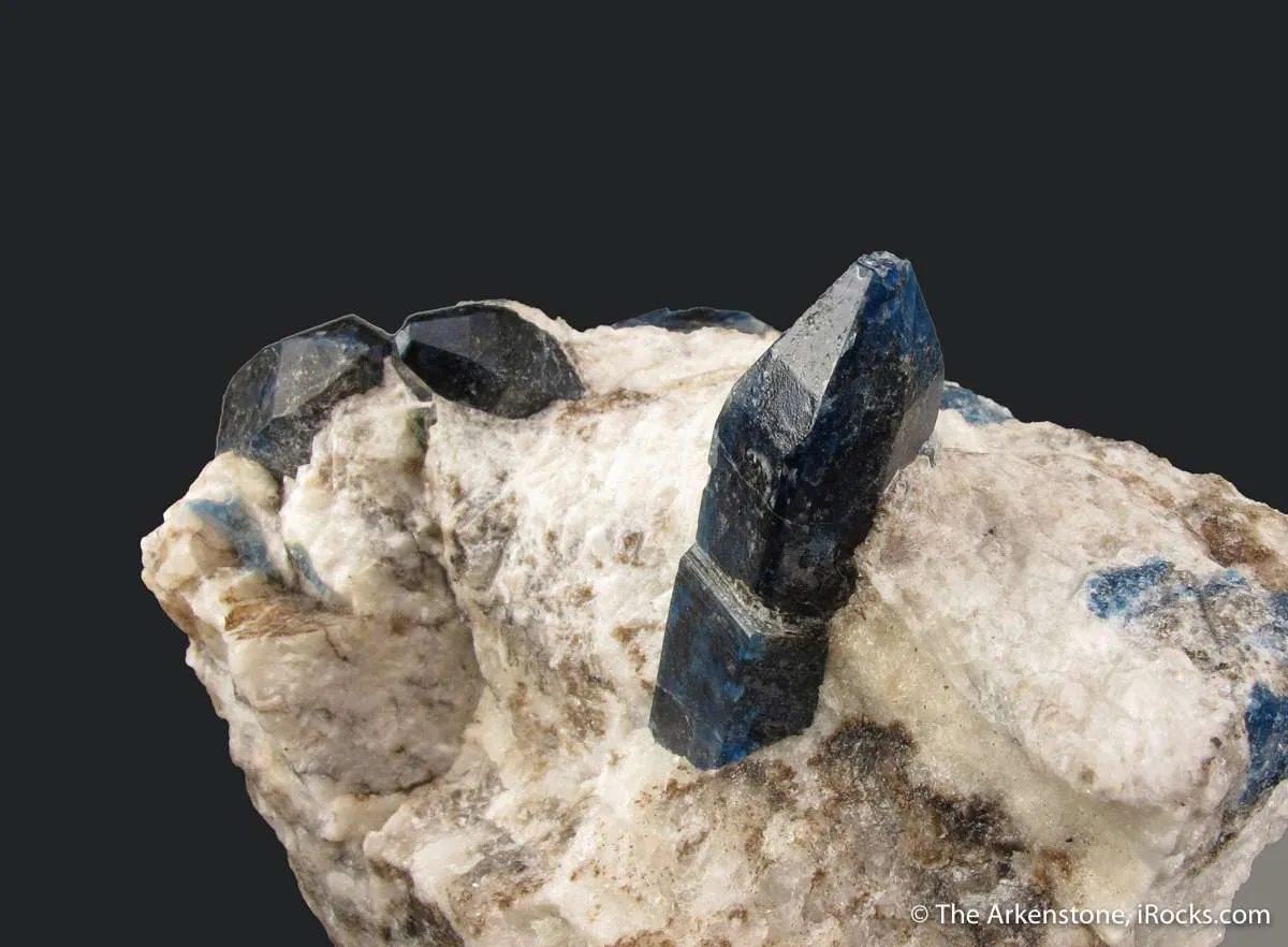 Afghanite (TL) (fl) on Calcite (fl) - image 3