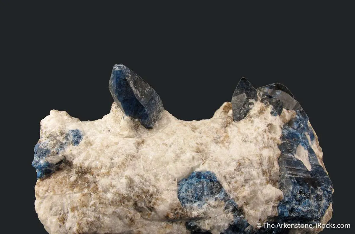 Afghanite (TL) (fl) on Calcite (fl) - image 7
