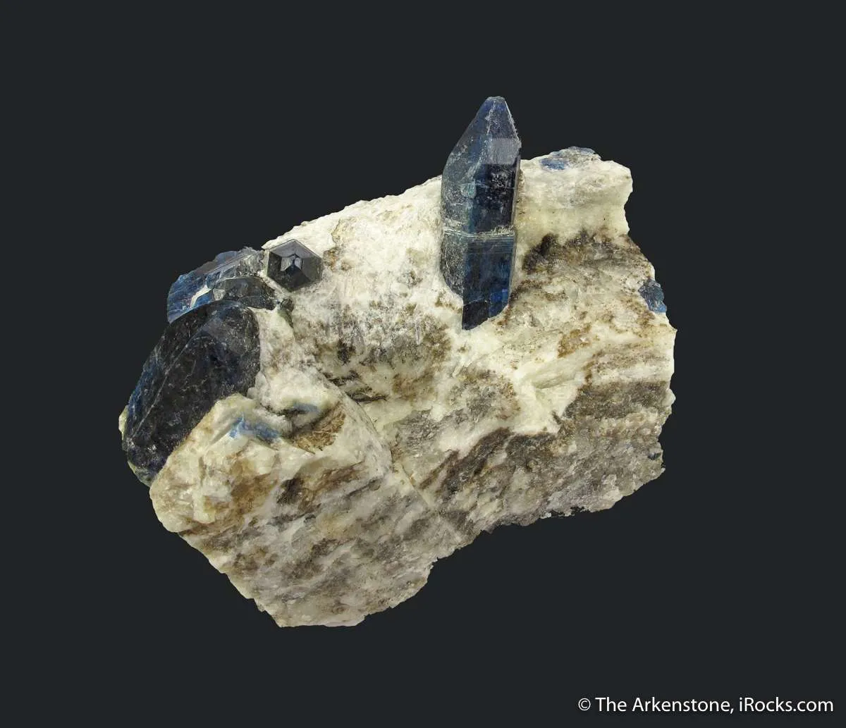 Afghanite (TL) (fl) on Calcite (fl) - image 4