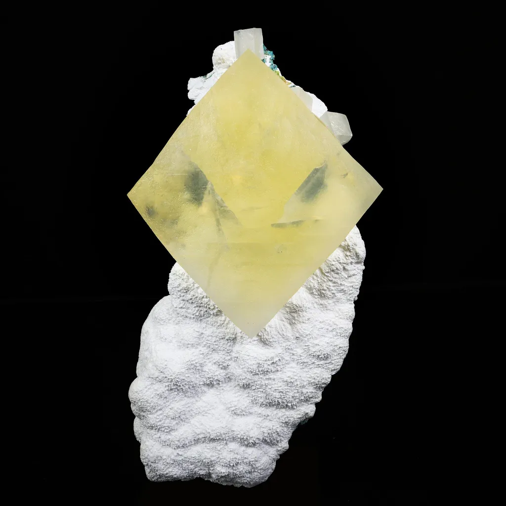Alien Eye Calcite on Mordenite Matrix – Unique Diamond-Shaped Yellow Mineral Specimen from Sambhaji Nagar image