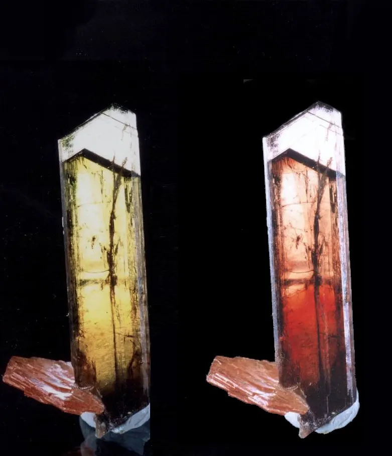 Allanite (Ce)et ou Dissakisite (Ce) / Hydroxylbastnäsite (Ce)_ Dichroïsme, Trimouns, Luzenac, Ariège, France image