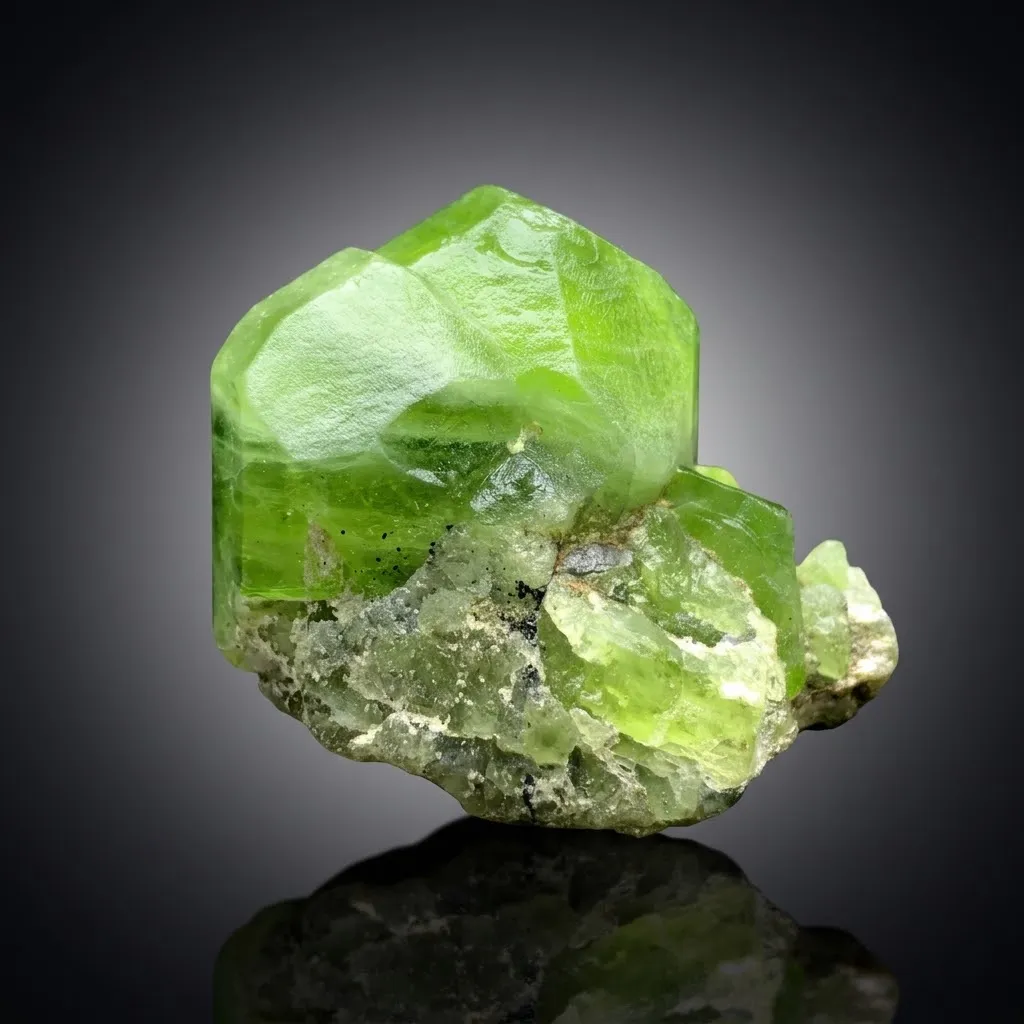 Amazing Shape Green Peridot Crystals Cluster from Pakistan image