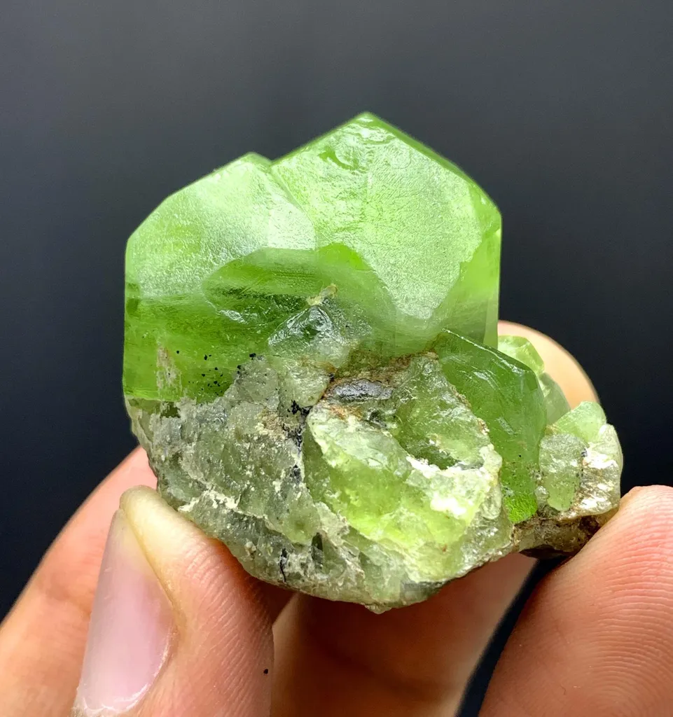 Amazing Shape Green Peridot Crystals Cluster from Pakistan - image 3