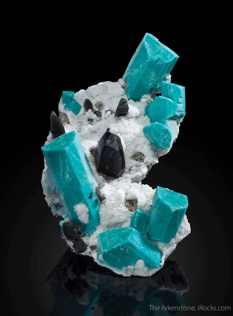 Amazonite on Albite with Smoky Quartz image