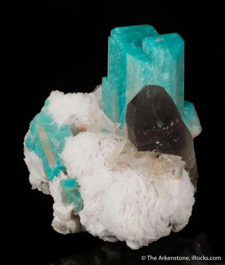 Amazonite with Smoky Quartz on Cleavelandite - image 3