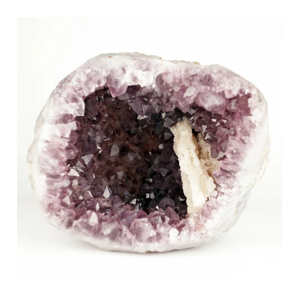 Amethyst Geode formation with Fluorescent Calcite Natural Mineral Specimen image