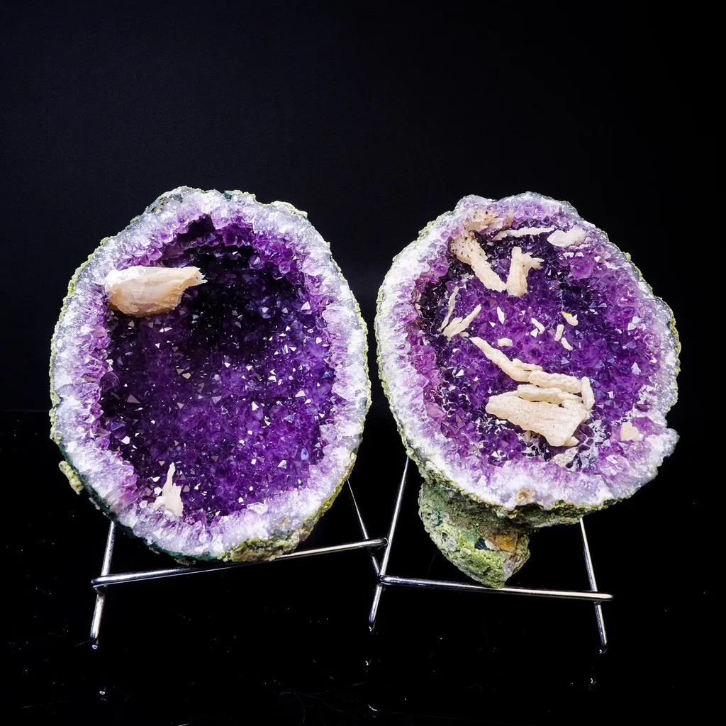 Amethyst Geode with Calcite Natural Mineral Specimen image