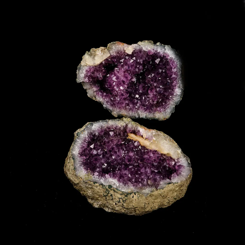 Amethyst Geode with Calcite Unopened Natural Mineral Specimen image