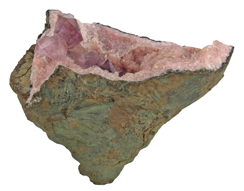 Amethyst in Rhodochrosite Geode - image 4