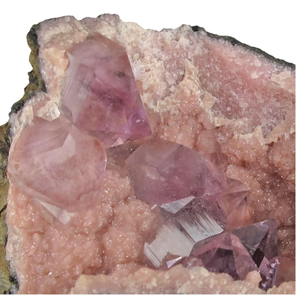Amethyst in Rhodochrosite Geode - image 3