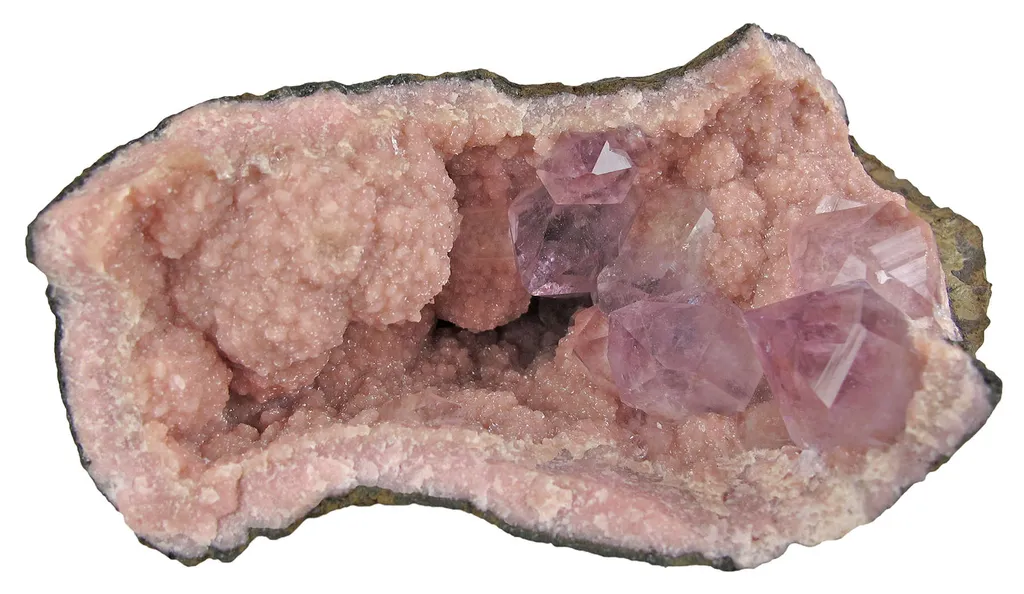 Amethyst in Rhodochrosite Geode image