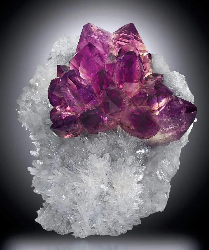 Amethyst on colorless Quartz image