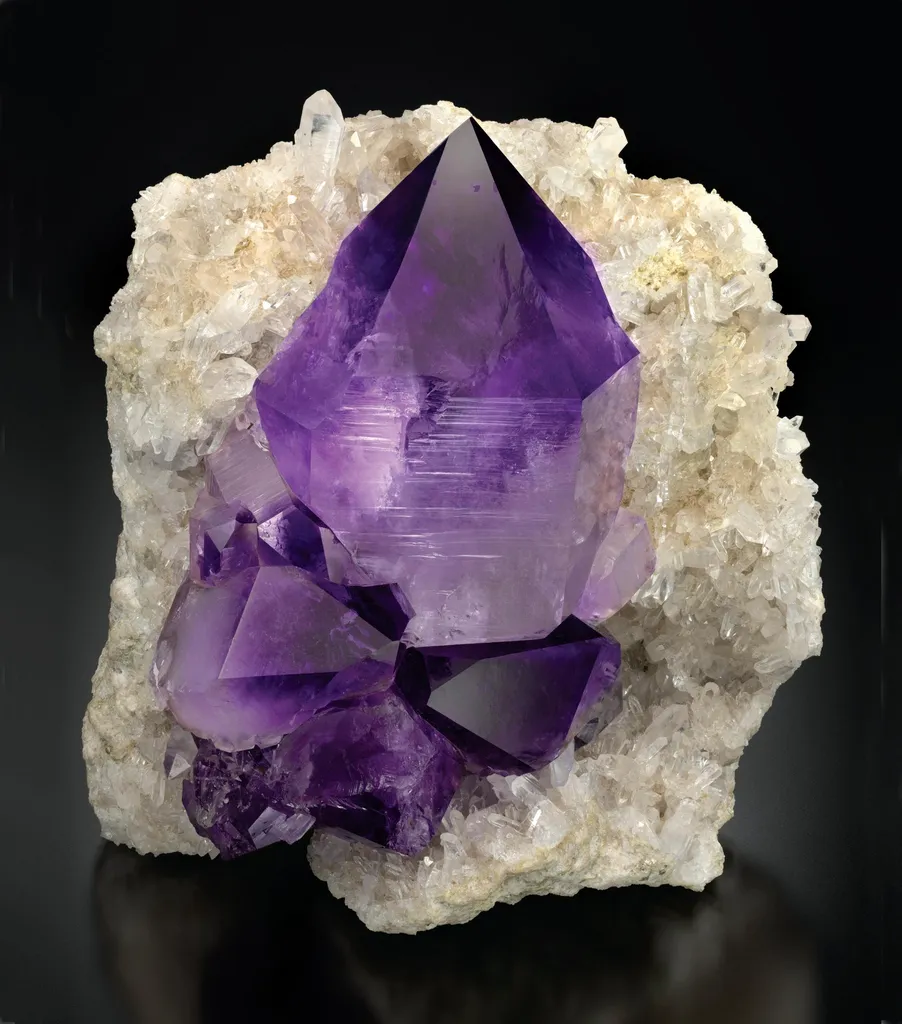 Amethyst on colorless Quartz image
