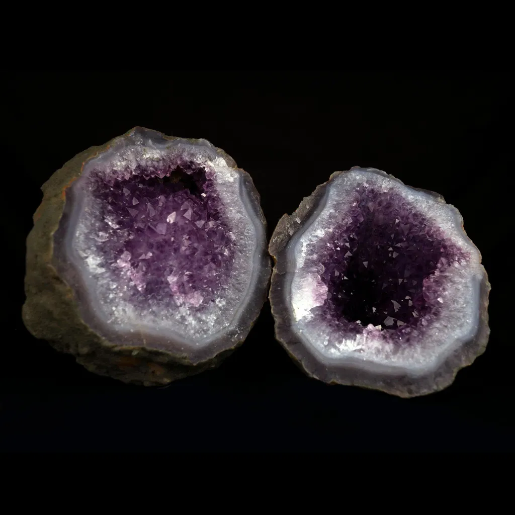 Amethyst Purple Crystals Geode (2 Halves ) Natural Mineral Specimen image