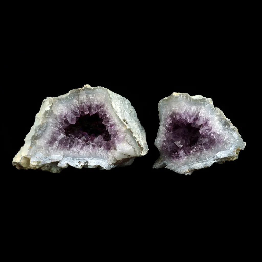 Amethyst Purple Crystals Geode (2 Halves ) Natural Mineral Specimen image