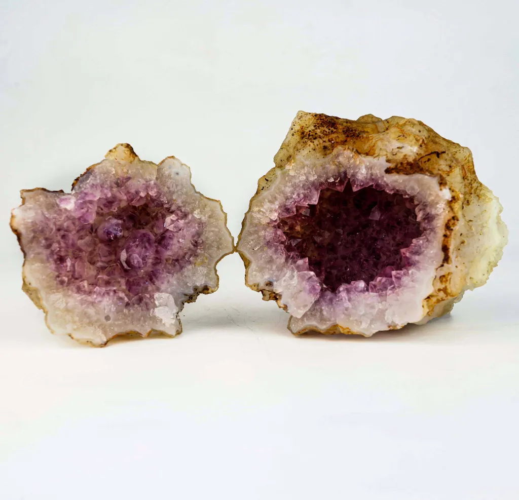 Amethyst Purple Crystals Geode (2 Halves ) Natural Mineral Specimen image