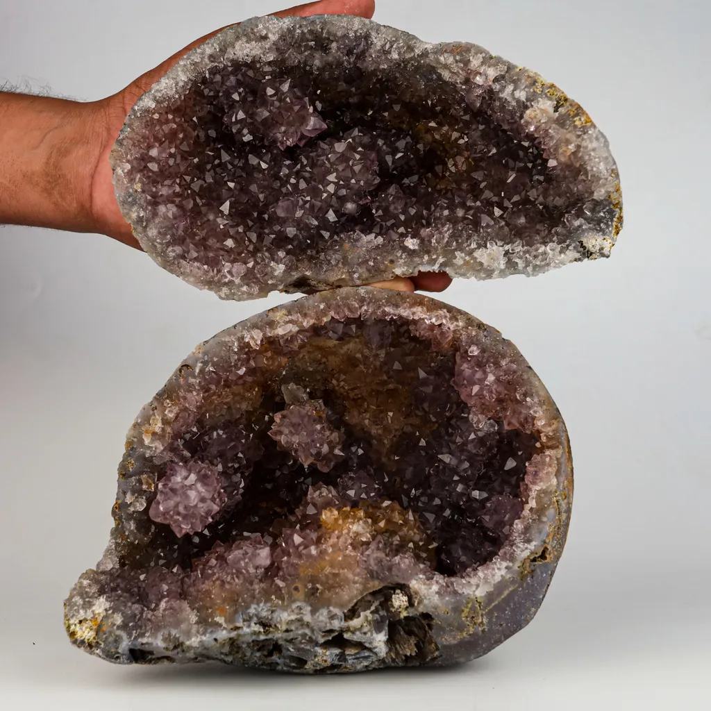 Amethyst Purple Crystals Geode (2 Halves ) Natural Mineral Specimen image