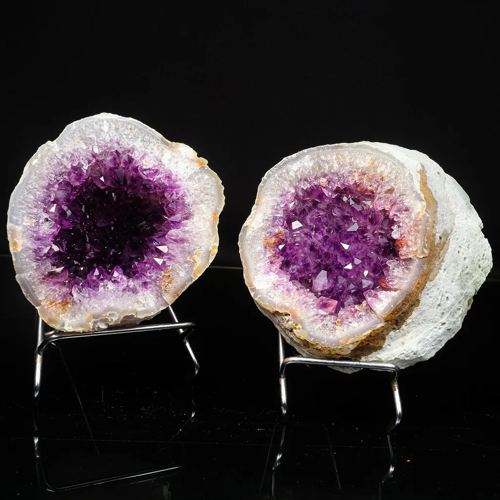 Amethyst Sparkling Crystals Geode in two Half's Natural Mineral Specimen image