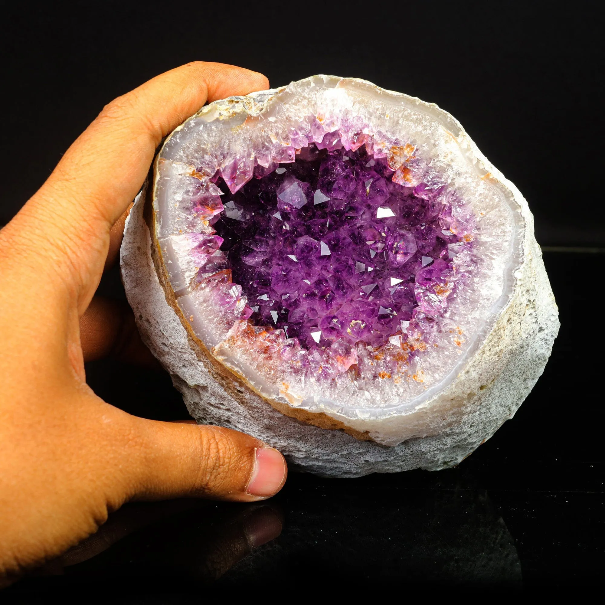 Amethyst Sparkling Crystals Geode in two Half's Natural Mineral Specimen - image 4