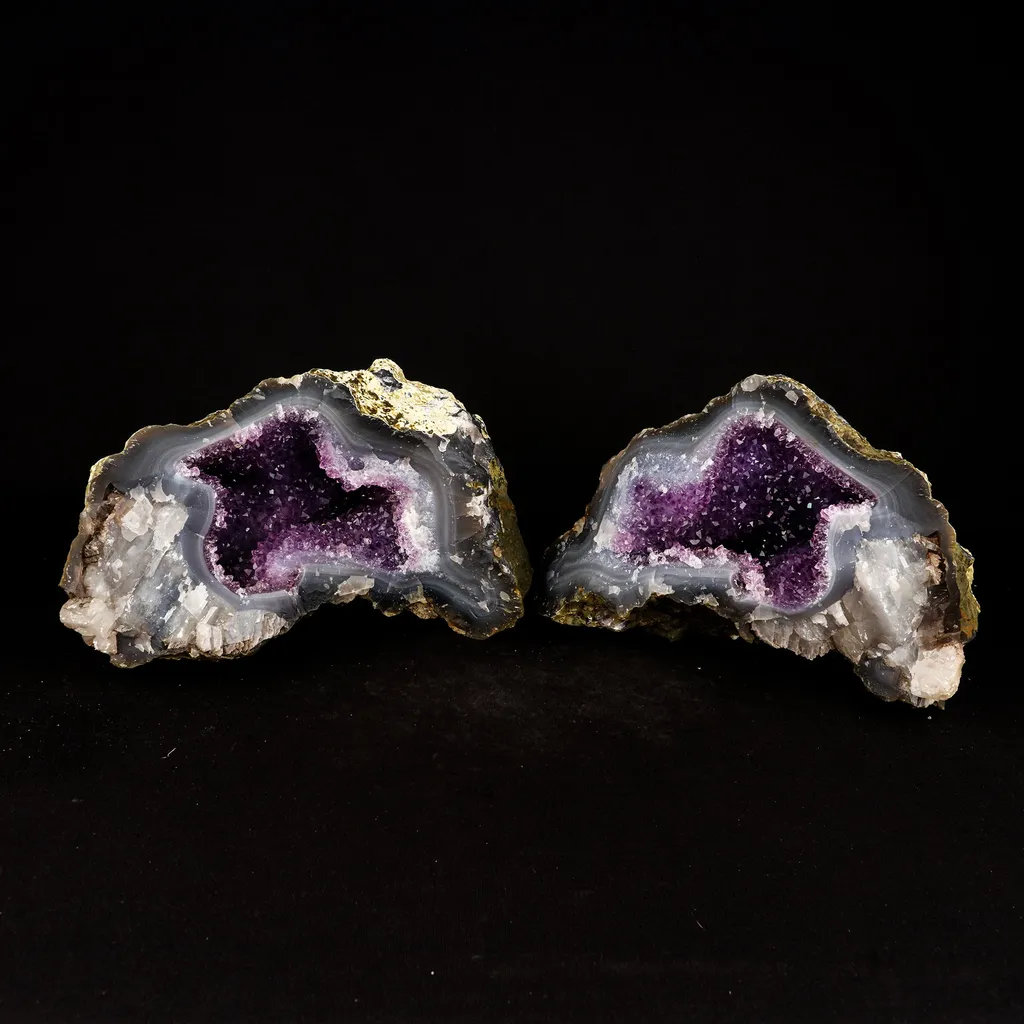 Amethyst Sparkling Crystals Geode in two Half's Natural Mineral Specimen image