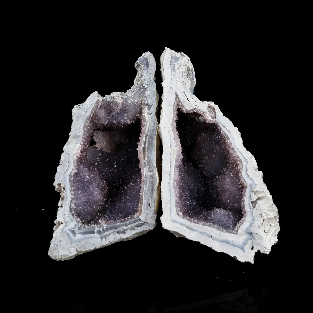 Amethyst Sparkling Crystals Geode in two Half's Natural Mineral Specimen image