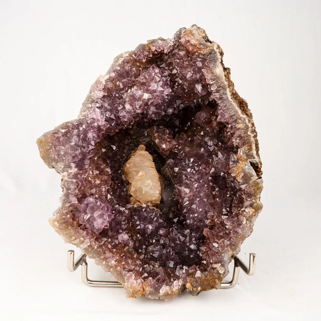 Amethyst Sparkling Crystals with Calcite Natural Mineral Specimen image